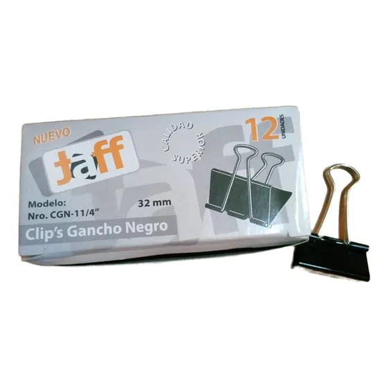 Ganchos Doble Clip 32 Mm Negros 1 1/4 , Taff