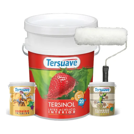 Combo Tersuave Pintura Latex Para Interior Antihongo x 20 Litros + Fijador + Enduido + Rodillo