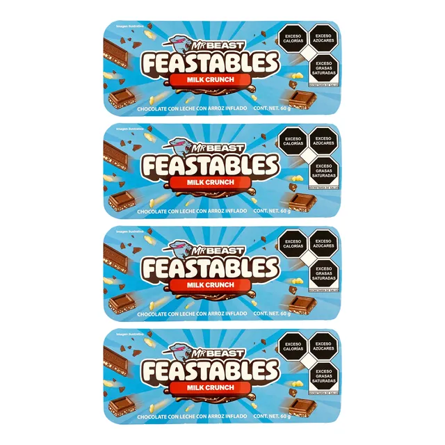 Mrs. Beast Chocolate Leche Con Arroz Crujiente 60g Pack 4 Pz