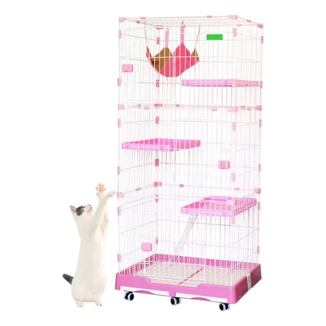 Jaula Grande Para Gato Conejo Cuis 3 Pisos 155cm Cama Mli