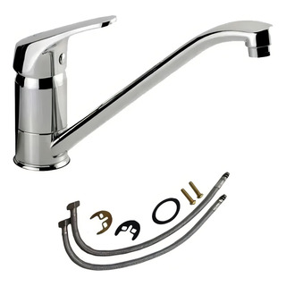 Canilla Griferia Monocomando Cocina Mesada Pico Largo Cromo Acabado Brillante Color Gris Canilla Griferia Monocomando Cocina Mesada Pico Largo Cromo Acabado Brillante Color Gris