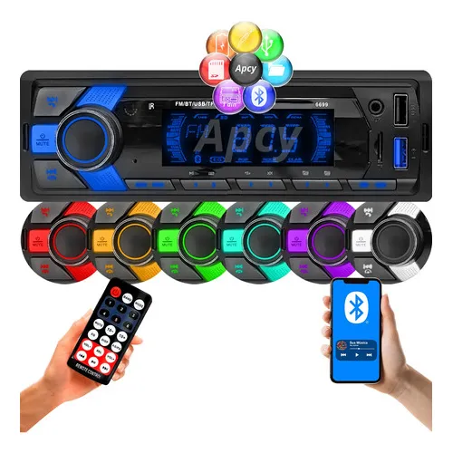 Rádio Mp3 Som Automotivo Bluetooth 7 Cores 200w Pen Drive Sd 45w