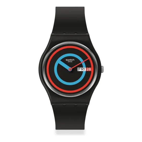 Swatch Bold Biosourced Reloj Circular De Cuarzo Negro Lacado