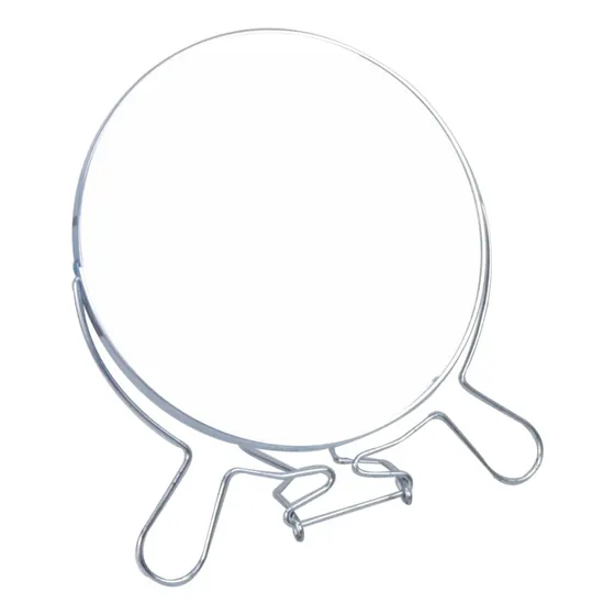 Espelho Redondo De Mesa De Metal Dupla Face 18cm