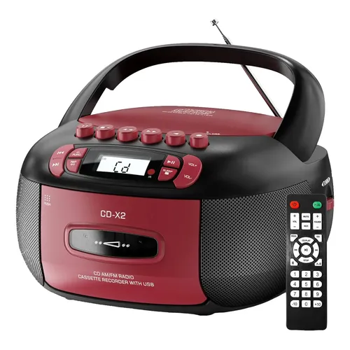 CDステレオ Combo CD Cassette Player, Boombox recarregável Hernpark com