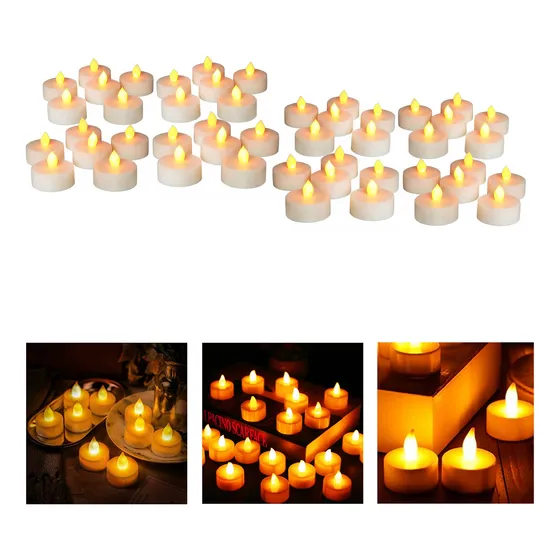 48 Velas Led Calidas Con Pila Souvenir Fiesta Decoración