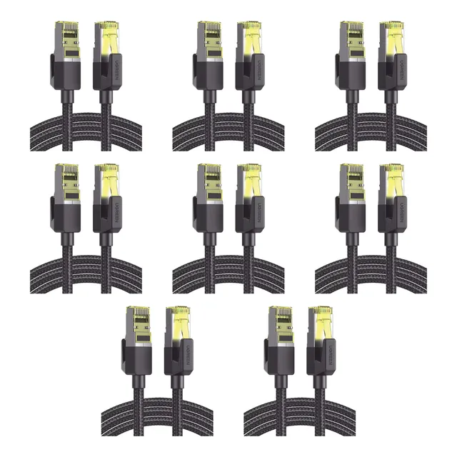 8 Cables Ugreen Cat7 1m Rj45 F/ftp Negro 80421