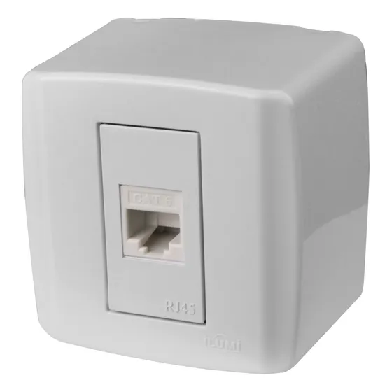Tomada Encaixe Externo Box Slim Com Módulo Rj45 Cat6 Ilumi