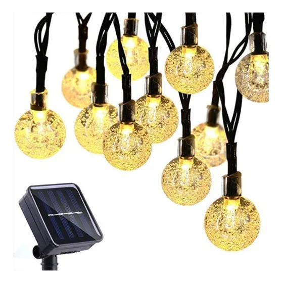 Cordão Solar De 200 Leds Com Luz De Bolha Para Jardim