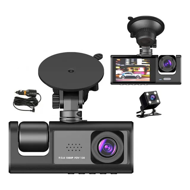 Dashcamera 3camaras Para Automovil Cámara Frontal Hd 1080p