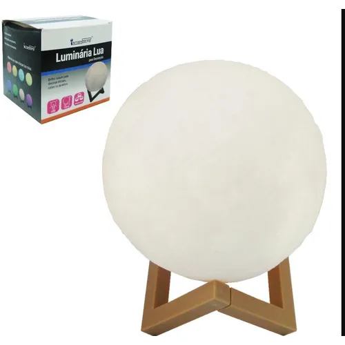 Luminária Multicor Decorativa De Mesa Lua Cheia - Testado Cor Da Cúpula Branco Cor Da Estrutura Bege