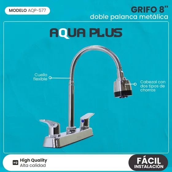 Llave Grifo Lavaplatos Doble Flexible Cuerpo Bronce