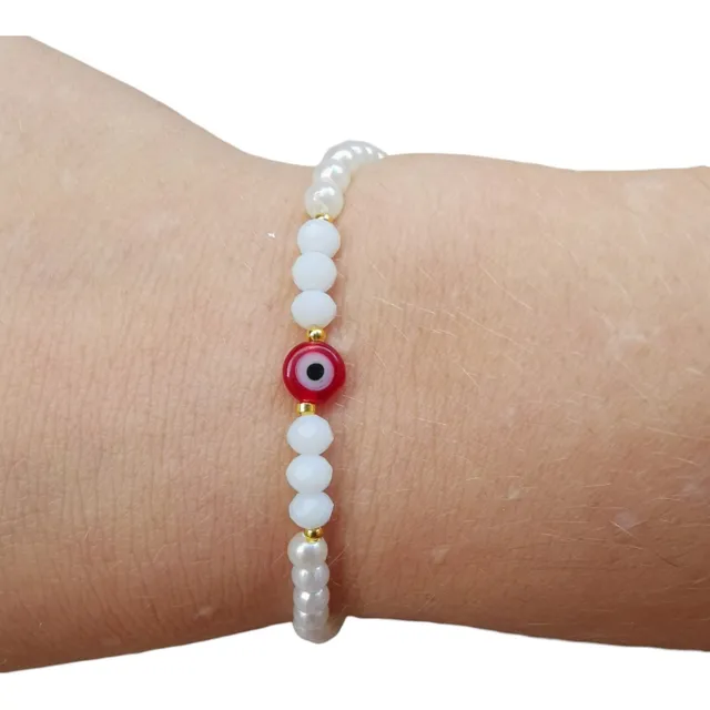 6 Pulseras Ojo Turco Perlas 