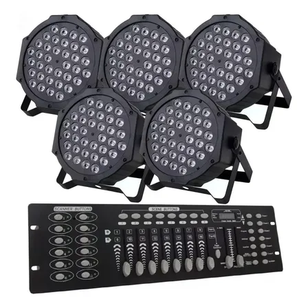 5 Canhão Refletor Led Rgbw 36 Leds Dmx Slim + Mesa Dmx 8/16 Voltagem