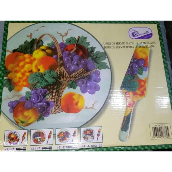 Juego De Servir Pastel De Porcelana Presentti. Nuevo