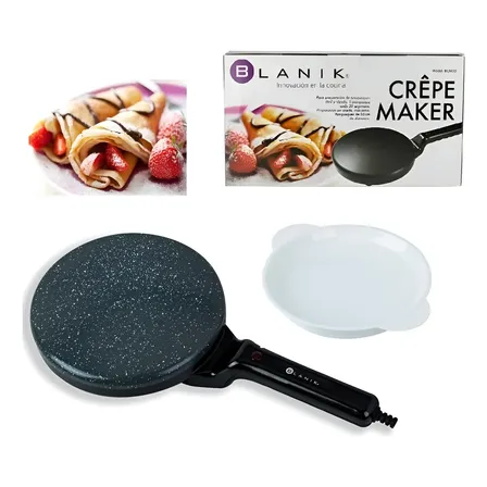 Panquequera Blanik Electrica Crepes 800w Antiadherente +bowl Negro