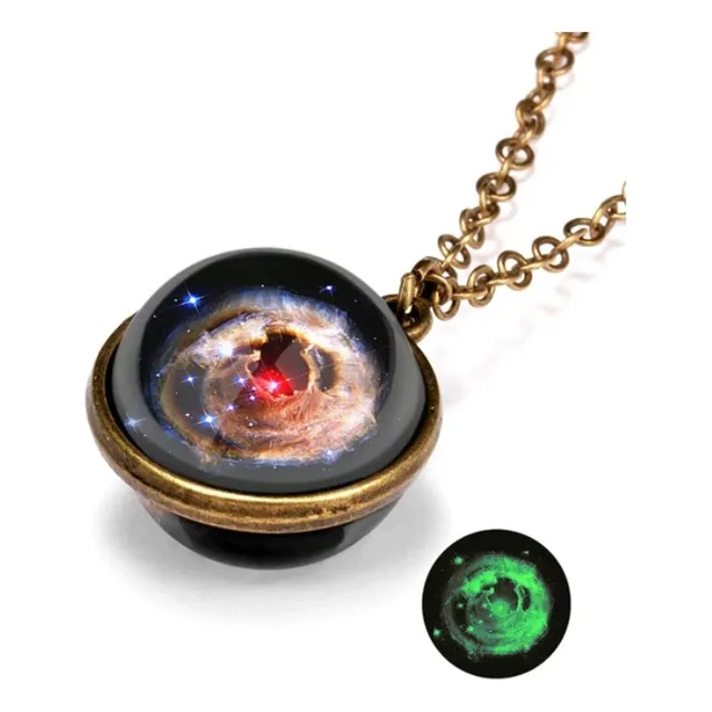 Collar Redondo O Canica, Luna, Galaxia. Fosforescente. 
