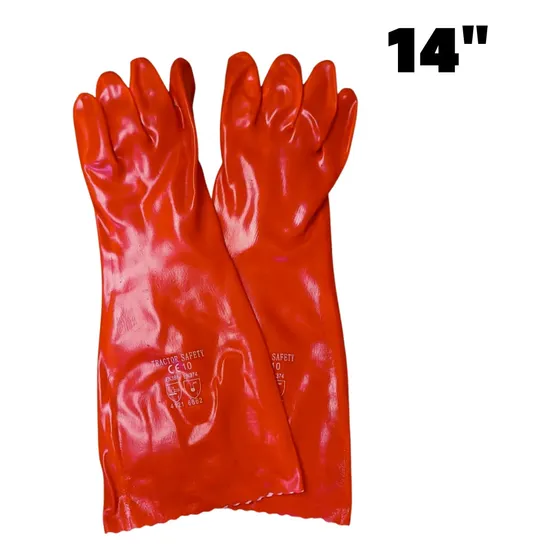 Guantes De Pvc Rojo Para Acidos Y Quimicos 14 Pulgadas