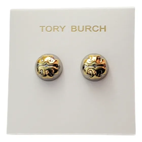 Aretes Tory Esfericos Logo Central Dorado
