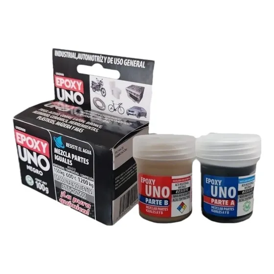 Adhesivo Pegamento Fusion Epoxico Uno Negro 100 Gr