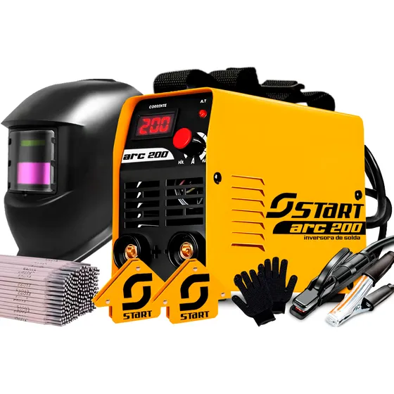 Kit Soldador Inversora De Solda 200a Máscara, Eletrodo Mma