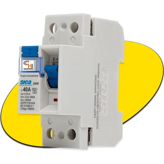 Disyuntor Diferencial Sica Bipolar 40 Amp Interruptor
