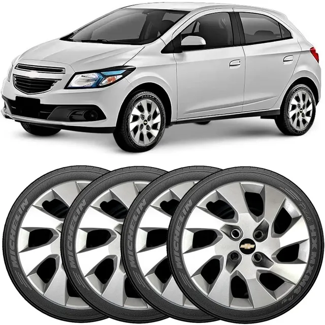 Kit 4 Carlotas Aro 14 Onix Prisma 2013 2014 2015 2016 Prata