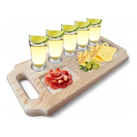 Tabla Para Quesos Y Bebidas De Madera Tequileros Botanas