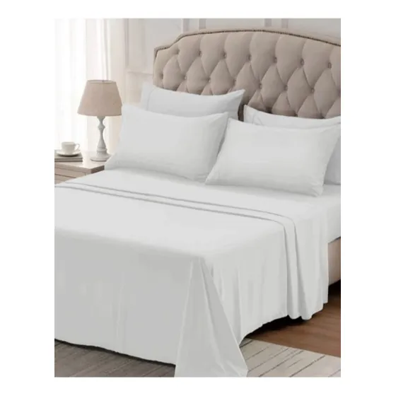 Juego De Sábanas Hotel Twin Size 600 H Una Plaza Y Media Color Sábana Blanca Diseño De La Tela Liso