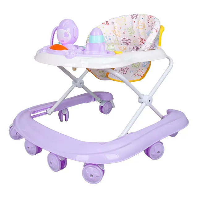 Andadera Musical Para Bebé Interactiva Plegable Con Ruedas Color Lila-Diseño Juguetes