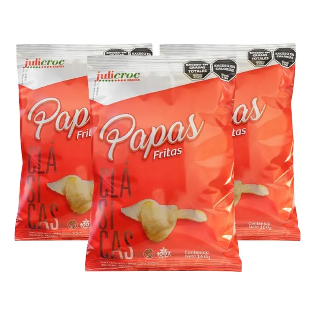 Papas Fritas Julicroc Clasicas Snack Sin Tacc 160g Pack X3