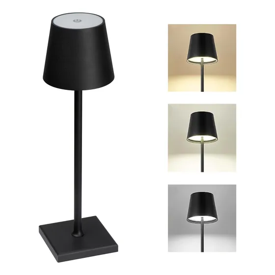 Abajur De Mesa Sem Fio Touch Altura Regulável - Preto