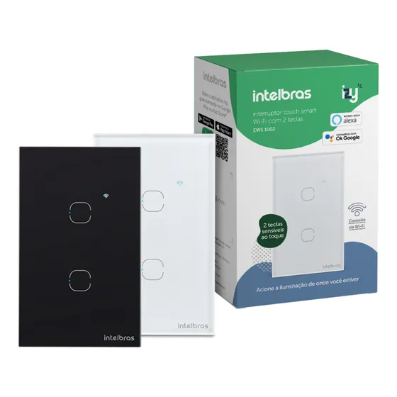 Interruptor Inteligente Wi Fi 2 Botões Touch Alexa Intelbras