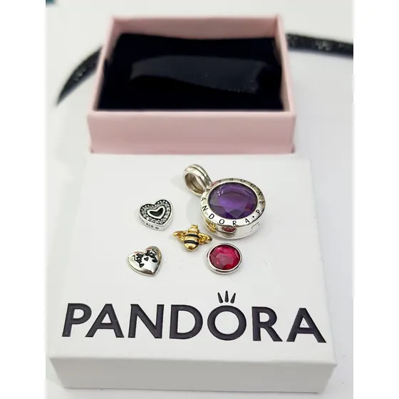 Original Pandora Charm Plata 925 Locket Relicario Mickey Abe Rojo