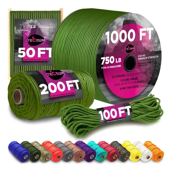 Cuerda Paracord Teceum, Varios Tamaños, 45 Colores