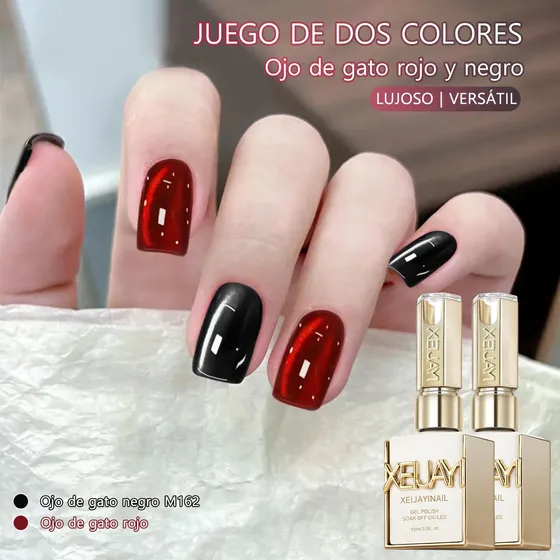 Conjunto De Esmaltes De Gel Para Olhos De Gato Preto E Verme Multicolor