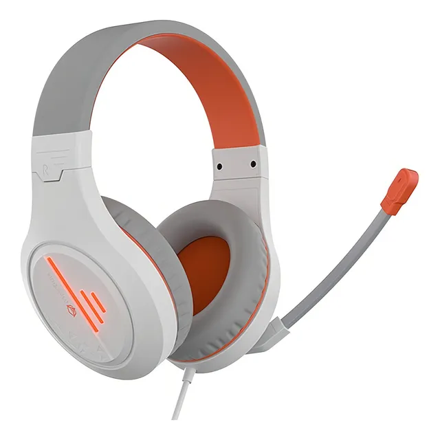 Auriculares Gamer Meetion Pc Notebook Microfono Luz Led Usb Color Naranja