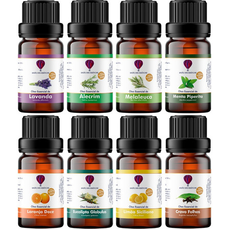 Kit 8 Oleos Essenciais 100% Puros Natural Mais Vendidos Kit 8 Oleos Essenciais 100% Puros Natural Mais Vendidos