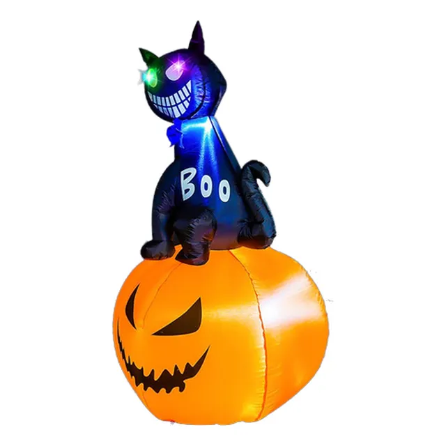 Gato Inflable Halloween Luces Led Cambio Color Para Decoraci