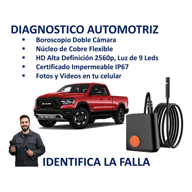Camara Endoscopio Automotriz Doble  9 Led 5 Mts Inalámbrica