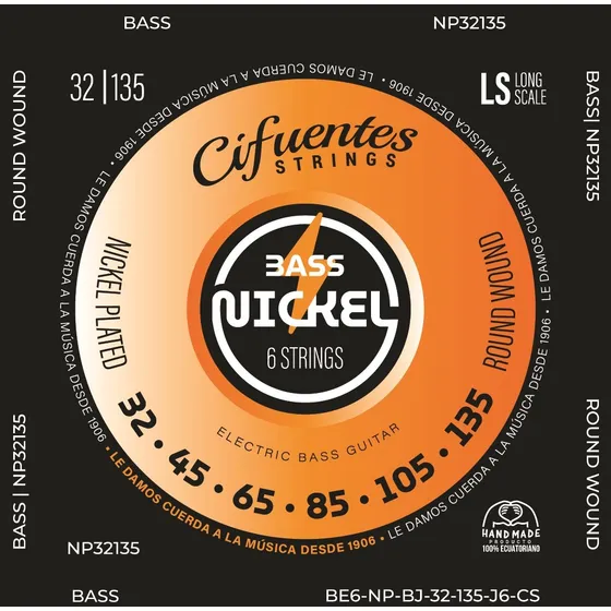 Cuerdas Bajo Eléctrico 32-135 Nickel Plated Escala Larga 