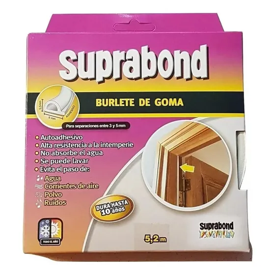 2 Burletes Autoadhesivos Suprabond De Goma Perfil P Marrón