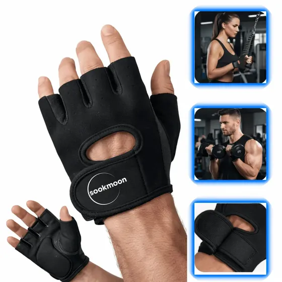 Luva Academia Musculação Treino Crossfit Par Unissex Ajustável Proteção Grip Antiderrapante Neoprene Tamanho Único Reforçada