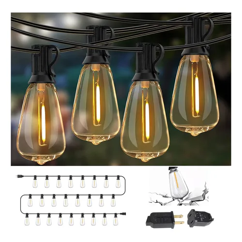 Led Guirnalda De Luces 25+2 Focos Vintage Impermeable 15m