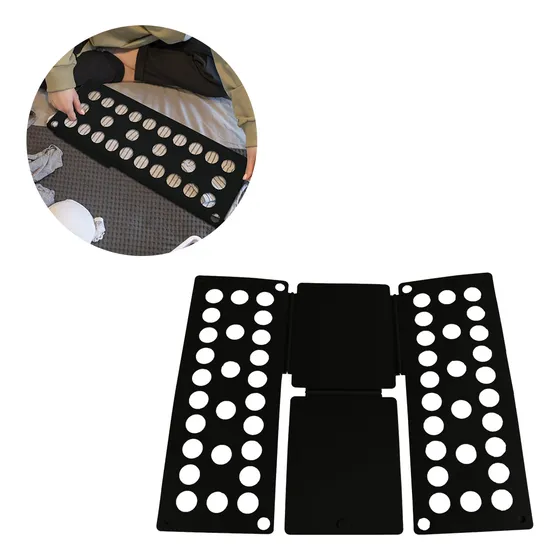Tabla Doblador Plegable Manual Para Ordenar Camisetas Diler Tablero De Plástico Organizador De Ropa Infantil Para Lavandería Compacta Color Negro