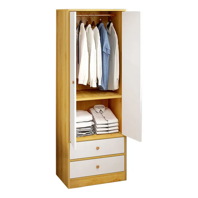 Closet Organizador De Madera Modernos Ropero 180cm 2 Cajones Marrón Claro