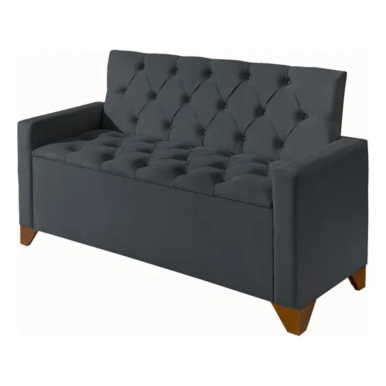 Recamier Baú Sofá Banco Luxo Divã 1,50m Califórnia Moderno Para Quarto E Sala Sapateira Closet Cinza
