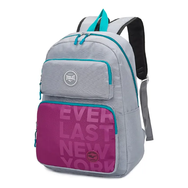 Mochila Everlast Con Bolsillo Portanotebook Color Gris Diseño De La Tela Lisa