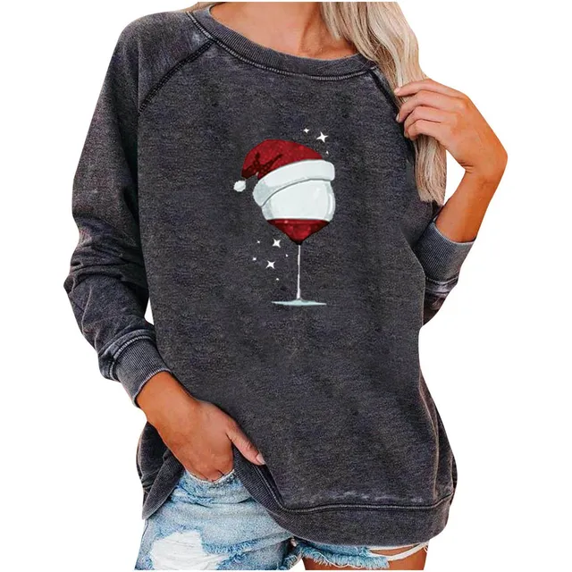 Sudadera Navideña Acanalada Cuello Redondo Manga Larga Retro