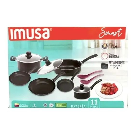 Juego De Ollas Imusa 11 Piezas Bateria Antiadherente